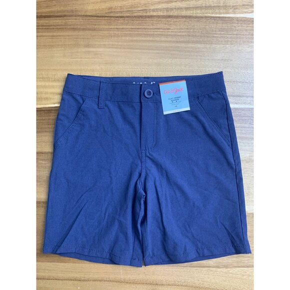 Cat & Jack Boys Flat-Front Stretch Shorts Adjustable Waist Navy Blue - Picture 2 of 8